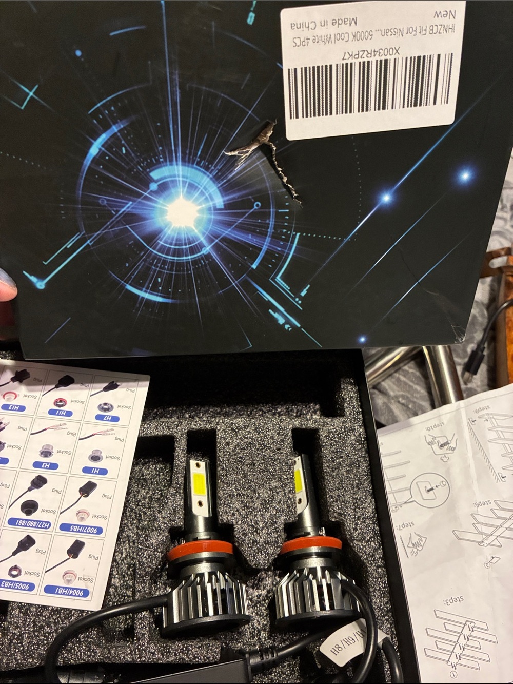 #449| Qty 2 New High-Power LED Headlight Bulbs - Black easy to insall